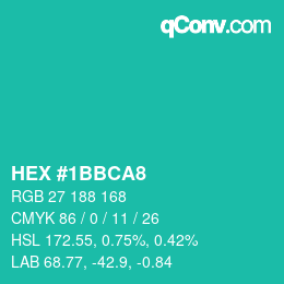 Color code: HEX #1BBCA8 | qconv.com