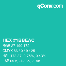 Color code: HEX #1BBEAC | qconv.com