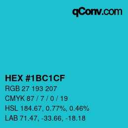 Color code: HEX #1BC1CF | qconv.com