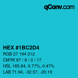 Color code: HEX #1BC2D4 | qconv.com