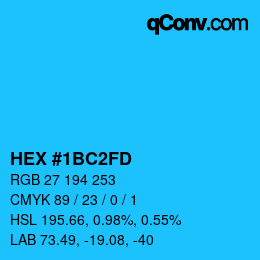 Color code: HEX #1BC2FD | qconv.com