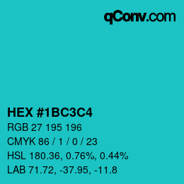 Color code: HEX #1BC3C4 | qconv.com