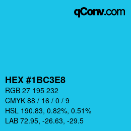 Color code: HEX #1BC3E8 | qconv.com