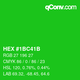 Color code: HEX #1BC41B | qconv.com