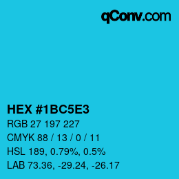 Color code: HEX #1BC5E3 | qconv.com