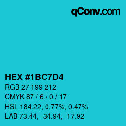カラーコード: HEX #1BC7D4 | qconv.com