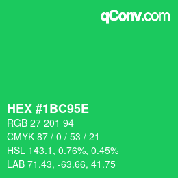 Color code: HEX #1BC95E | qconv.com