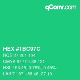 Color code: HEX #1BC97C | qconv.com
