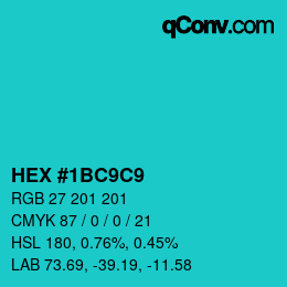 Color code: HEX #1BC9C9 | qconv.com