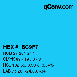 Color code: HEX #1BC9F7 | qconv.com