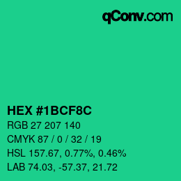 Color code: HEX #1BCF8C | qconv.com