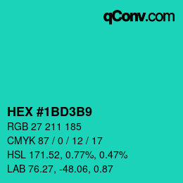 Color code: HEX #1BD3B9 | qconv.com