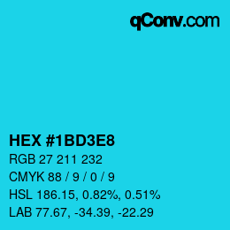 Color code: HEX #1BD3E8 | qconv.com
