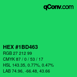 Color code: HEX #1BD463 | qconv.com