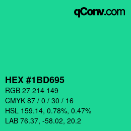 Color code: HEX #1BD695 | qconv.com
