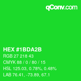 颜色代码: HEX #1BDA2B | qconv.com