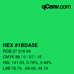 Farbcode: HEX #1BDA5E | qconv.com