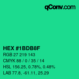 Color code: HEX #1BDB8F | qconv.com