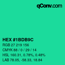 Color code: HEX #1BDB9C | qconv.com