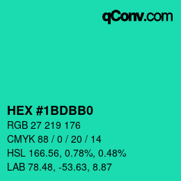 カラーコード: HEX #1BDBB0 | qconv.com