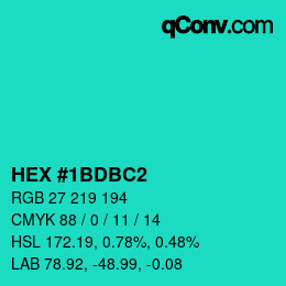 Color code: HEX #1BDBC2 | qconv.com