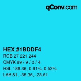 Color code: HEX #1BDDF4 | qconv.com
