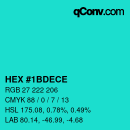 Color code: HEX #1BDECE | qconv.com