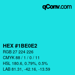 カラーコード: HEX #1BE0E2 | qconv.com
