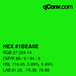 Farbcode: HEX #1BEA0E | qconv.com
