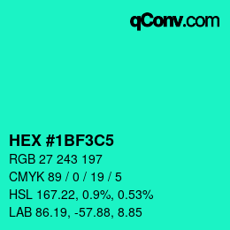 Color code: HEX #1BF3C5 | qconv.com