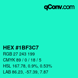 Color code: HEX #1BF3C7 | qconv.com