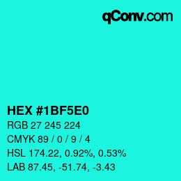Color code: HEX #1BF5E0 | qconv.com
