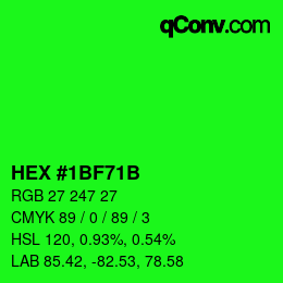 Color code: HEX #1BF71B | qconv.com