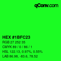 カラーコード: HEX #1BFC23 | qconv.com