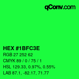 Farbcode: HEX #1BFC3E | qconv.com