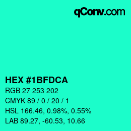 Color code: HEX #1BFDCA | qconv.com