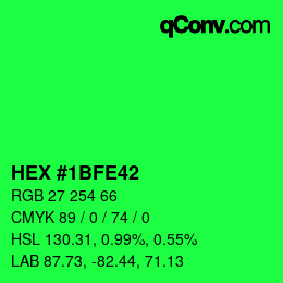 颜色代码: HEX #1BFE42 | qconv.com