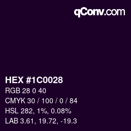 Farbcode: HEX #1C0028 | qconv.com