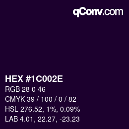 Color code: HEX #1C002E | qconv.com