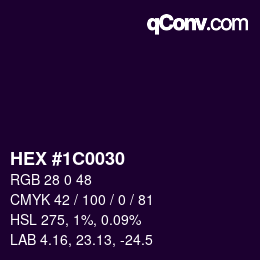 颜色代码: HEX #1C0030 | qconv.com