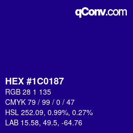 カラーコード: HEX #1C0187 | qconv.com