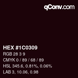 Color code: HEX #1C0309 | qconv.com
