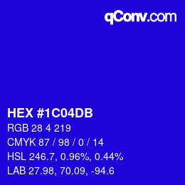 カラーコード: HEX #1C04DB | qconv.com