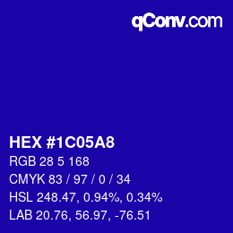Color code: HEX #1C05A8 | qconv.com