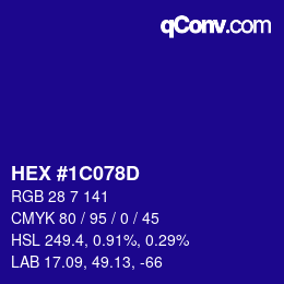 Color code: HEX #1C078D | qconv.com