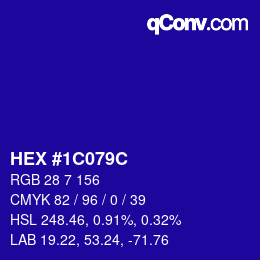 Color code: HEX #1C079C | qconv.com