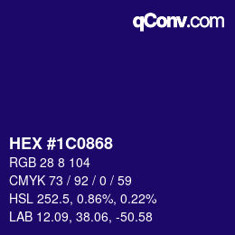 Color code: HEX #1C0868 | qconv.com