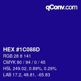 Color code: HEX #1C088D | qconv.com