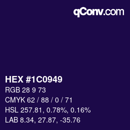 Color code: HEX #1C0949 | qconv.com