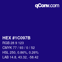 Farbcode: HEX #1C097B | qconv.com